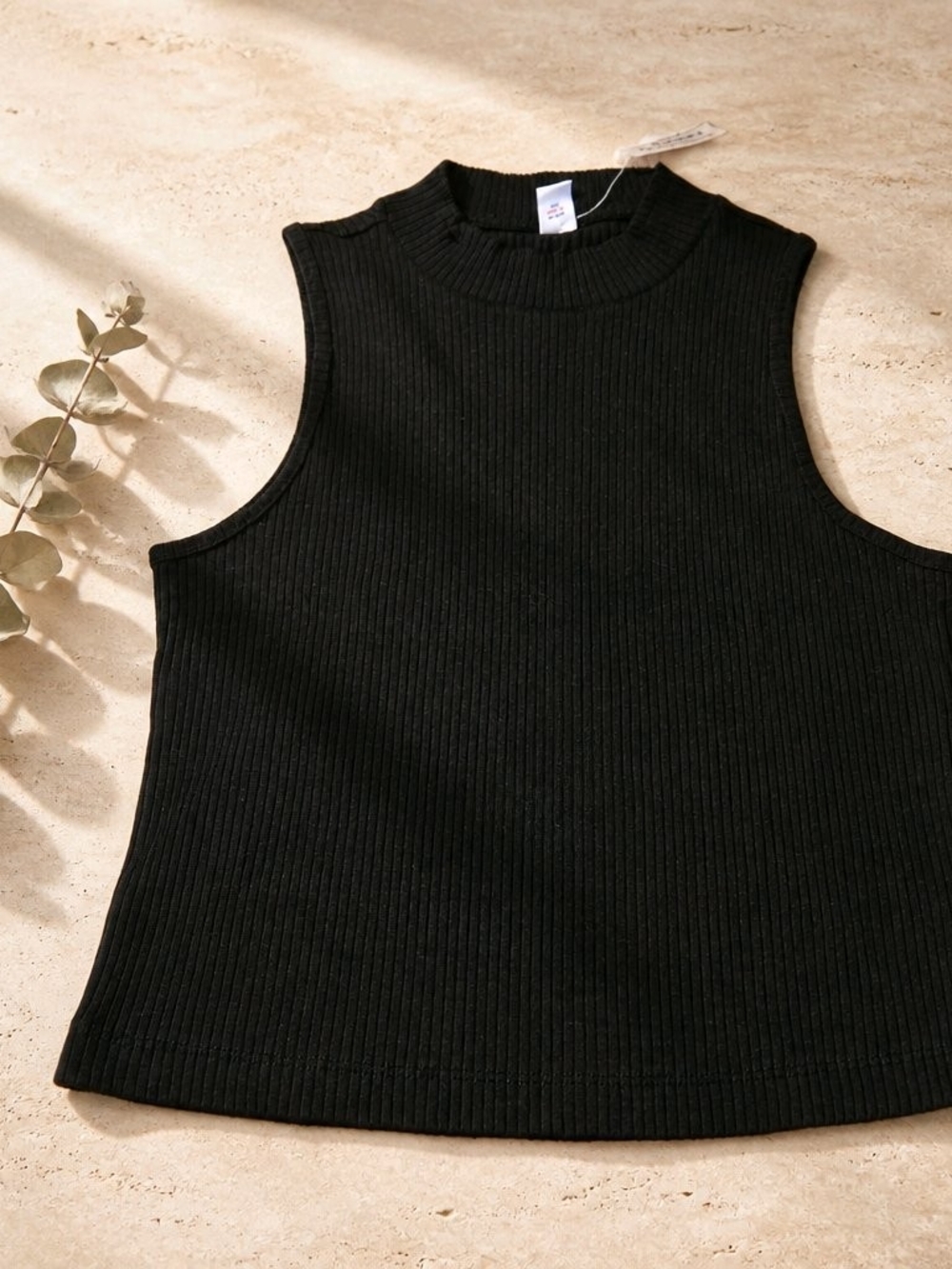 Old Navy Black Ribbed Mock Neck Muscle Tank
